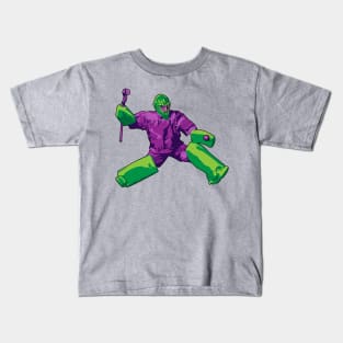 Goalie: Purple & Green Kids T-Shirt
